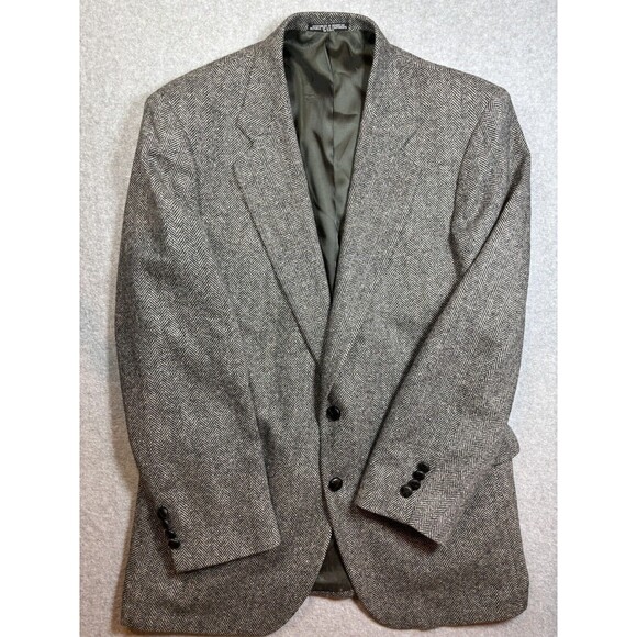 Saville Row Men’s Blazer Sport Coat Gray Herringbone Wool 42L - Picture 1 of 16